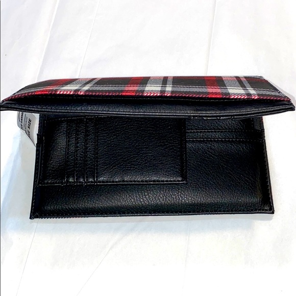 Womens 3-in-1 Wallet Clutch Plaid micro suede New - Picture 11 of 13